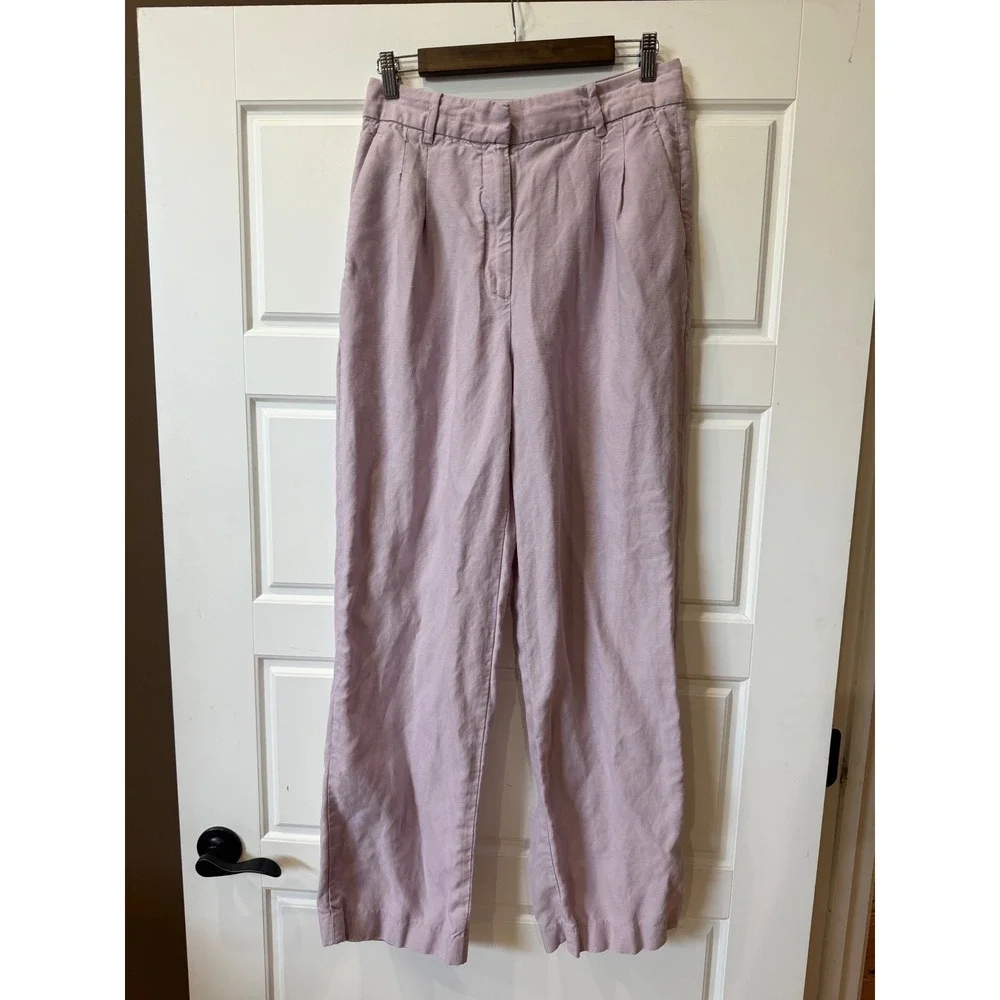Wilfred Lavender Purple Effortless Pant High Waisted Linen Blend 10 Minimalist